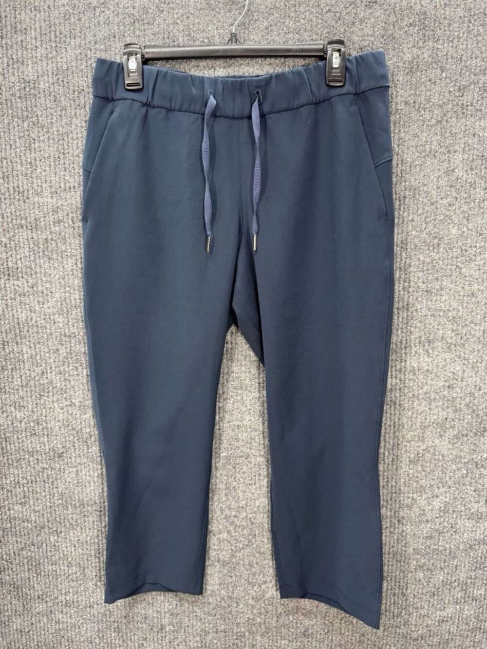 Lululemon On The Fly Crop Pants Womens 8 Navy Blue Luxtreme Pull On Drawstring